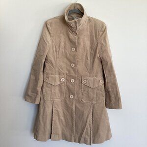 NWOT Sibel Corduroy Peacoat Trench Coat Jacket Cream Tan Size Large